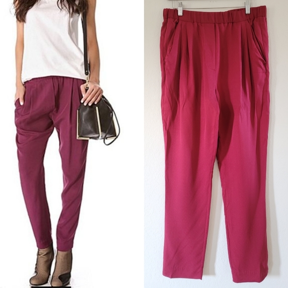 3.1 PHILLIP LIM Draped Pocket Burgundy Silk Pant 8.,All Products : American Fashion Style Bags On Sale